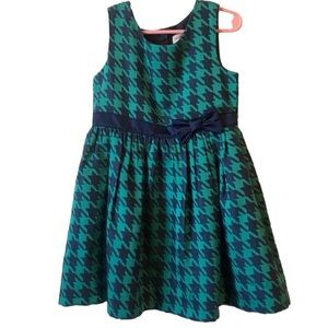 Cat & Jack Fully Green & Navy Houndstooth Lined Dress XS/4-5 NWOT
